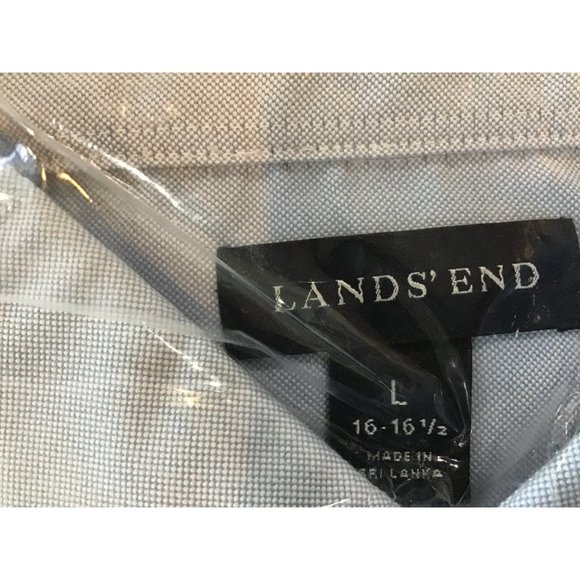 Lands' End Oxford Blue Long Sleeve Shirt Men's Large 16-16.5 New - Picture 3 of 3